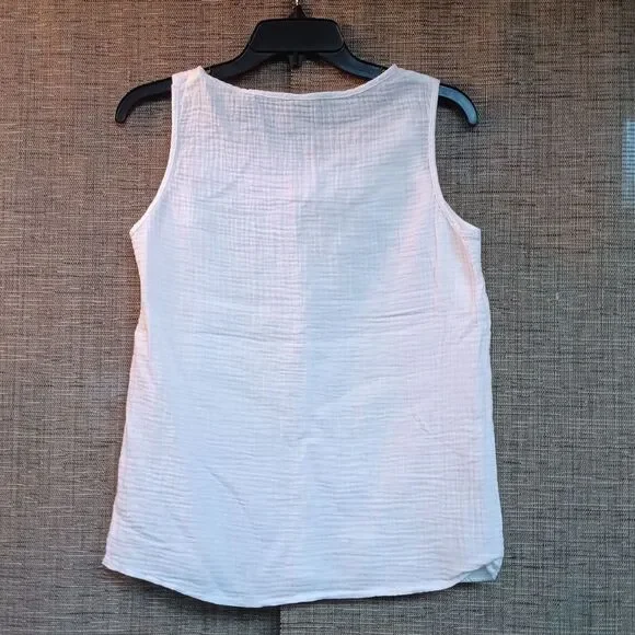 White Sleeveless Cotton Tank Top - Picture 4 of 4